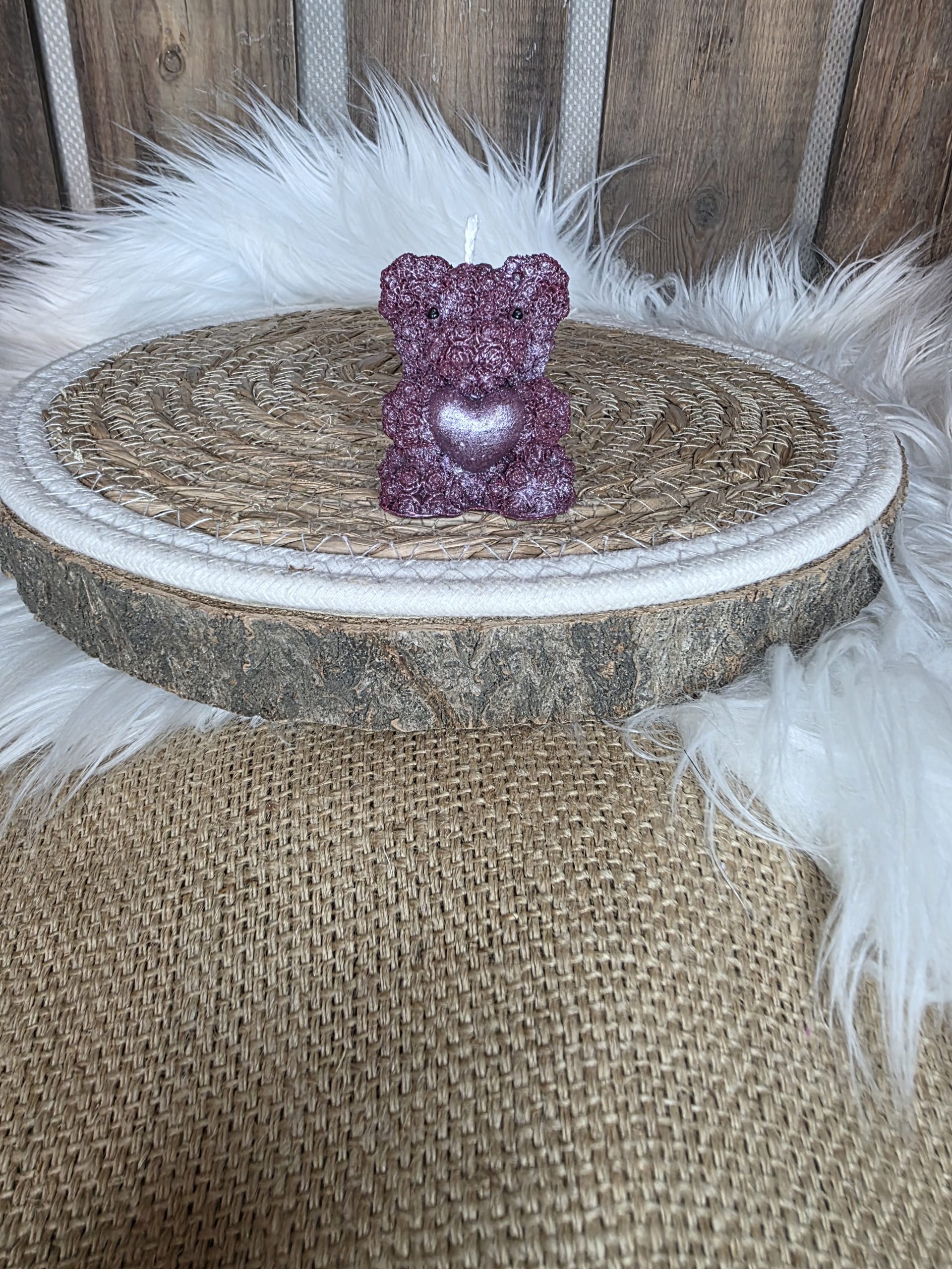 bougie moulée ourson coeur