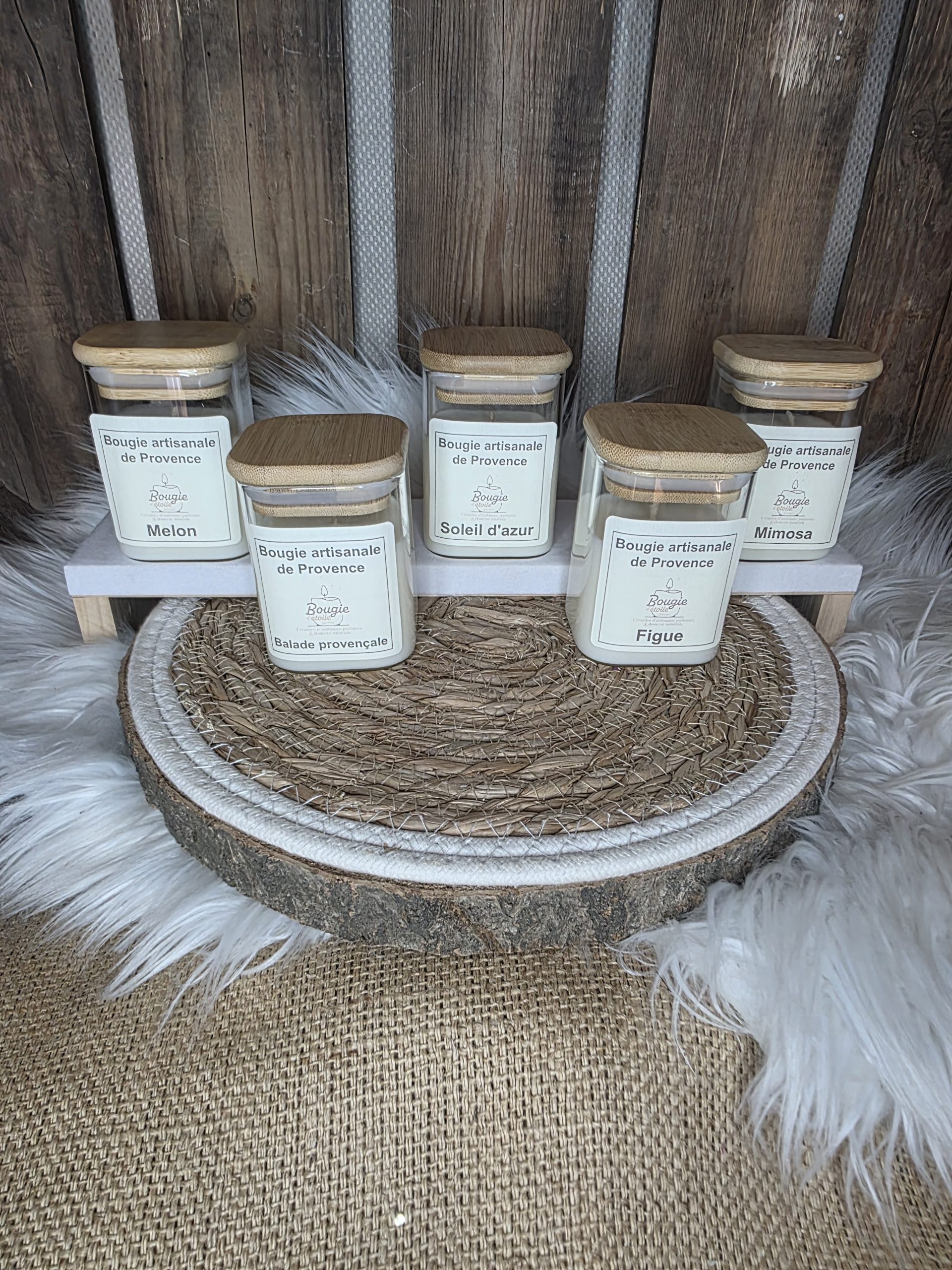 Bougie artisanale de Provence avec différents parfums
