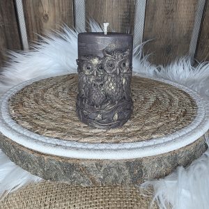 Bougie moulée famille hibou