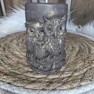 Bougie moulée famille hibou