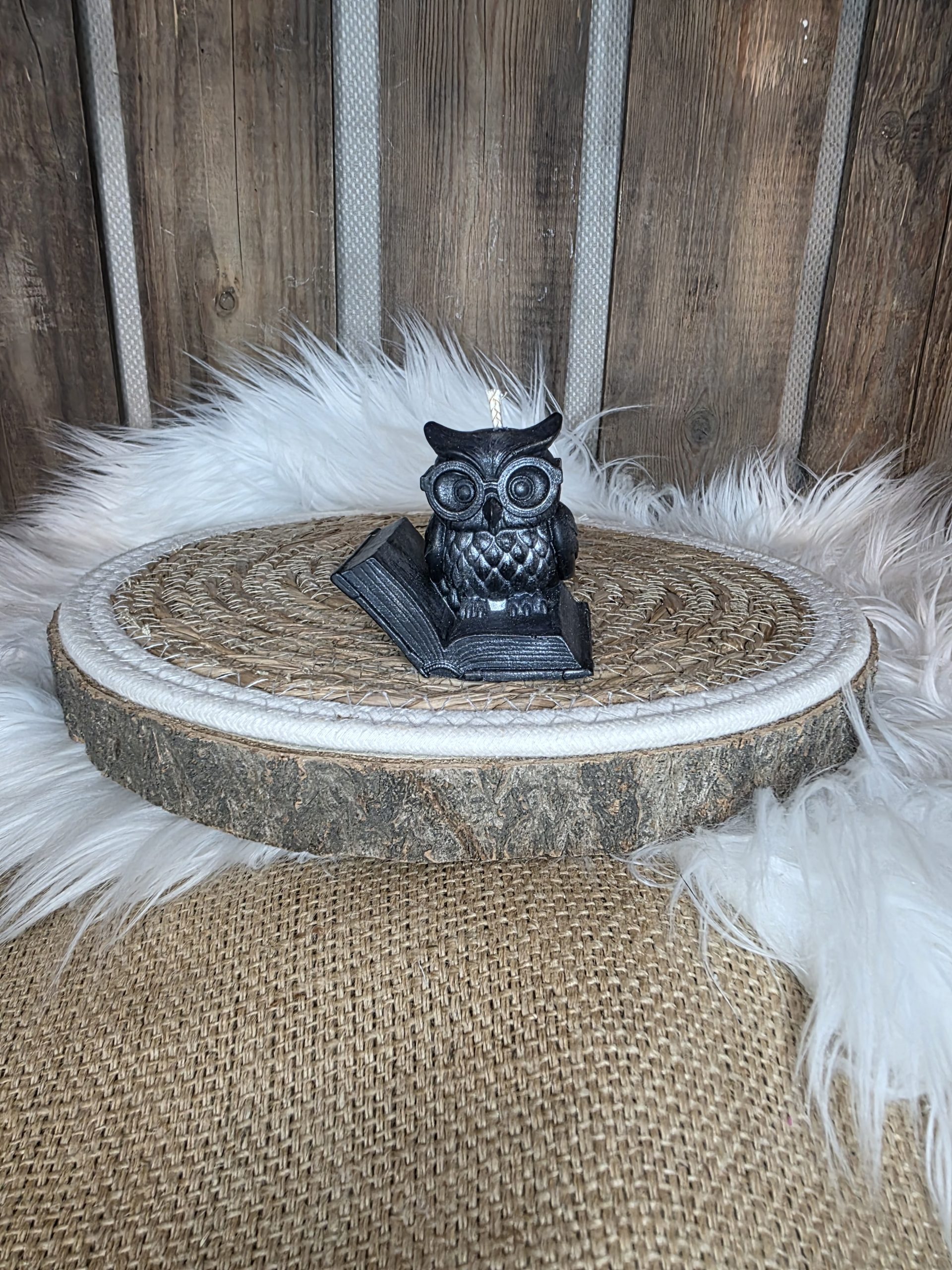 Bougie moulée grimoire du hibou
