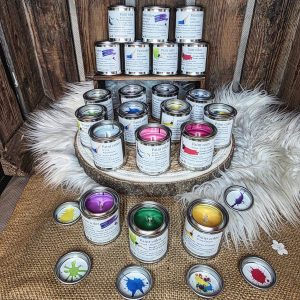Bougie pain color parfumée contenat métal effet pot de peinture